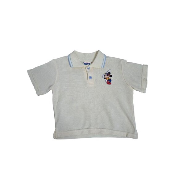 Vintage 80s Disney Mickey's Stuff for Kids Pastel Yellow Polo Shirt Baseball 2T - Picture 1 of 9